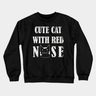 Cute cat with red nose Crewneck Sweatshirt